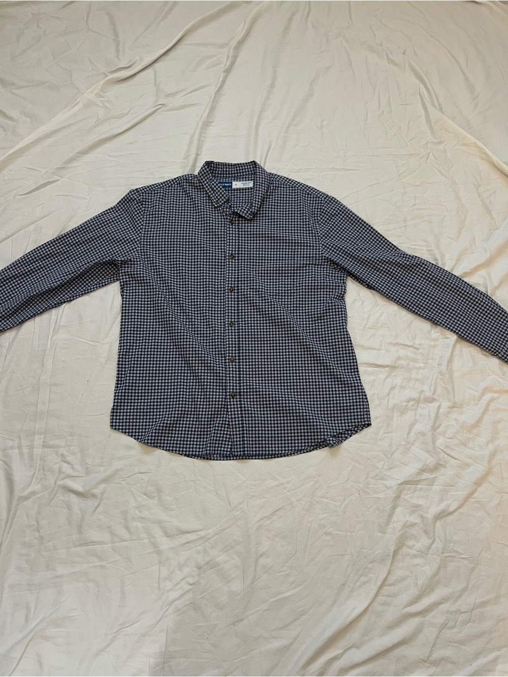 Old Navy Men's Blue & White Checked plaid Button-Down long sleeve Shirt men’s xl